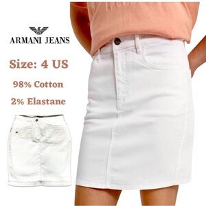 Giorgio Armani Women's White Denim Jean Above Knee Stretch Pencil Skirt Size 4